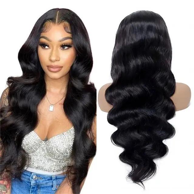 Ya Tidak Kusut Tanpa Shed Rambut Peru Virgin Wig Renda Manusia, Gelombang Tubuh 360 Wig Renda Depan