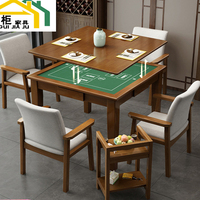 Table de Mahjong Manuelle de Luxe Moderne avec Housse et 4 Chaises, Table de Poker et de Mahjong de 90 cm pour Usage Domestique, Durable et Écologique
