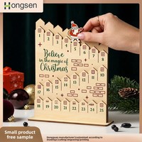 Horloge de compte à rebours de Noël 2027 en bois, décoration de table, cadeau artisanal, Père Noël, pour décoration de table, ornement de cheminée de Noël
