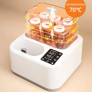 Stérilisateur électrique à vapeur multifonction à affichage LED pour lait et aliments avec séchoir et chauffe-biberon