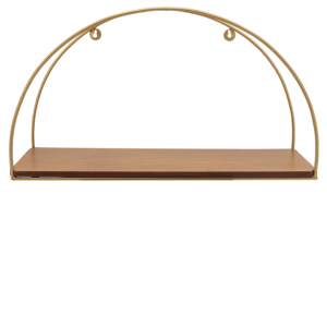 Mensole da parete in legno con struttura in metallo curvo per soggiorno, organizer decorativo da appendere. - Product Image 2