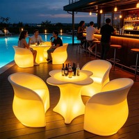 Mesas y Sillas de Plástico de Diseño Moderno para Exteriores, Impermeables, Luminosas, para Terrazas, Hoteles y Parques