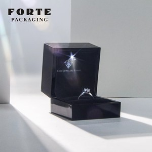 FORTE Factory Direct Supply Lacquer White Jewelry <b>Boxes</b> Custom Logo Black Engagement Ring Box <b>LED</b> <b>Light</b> Packaging - Product Image 3