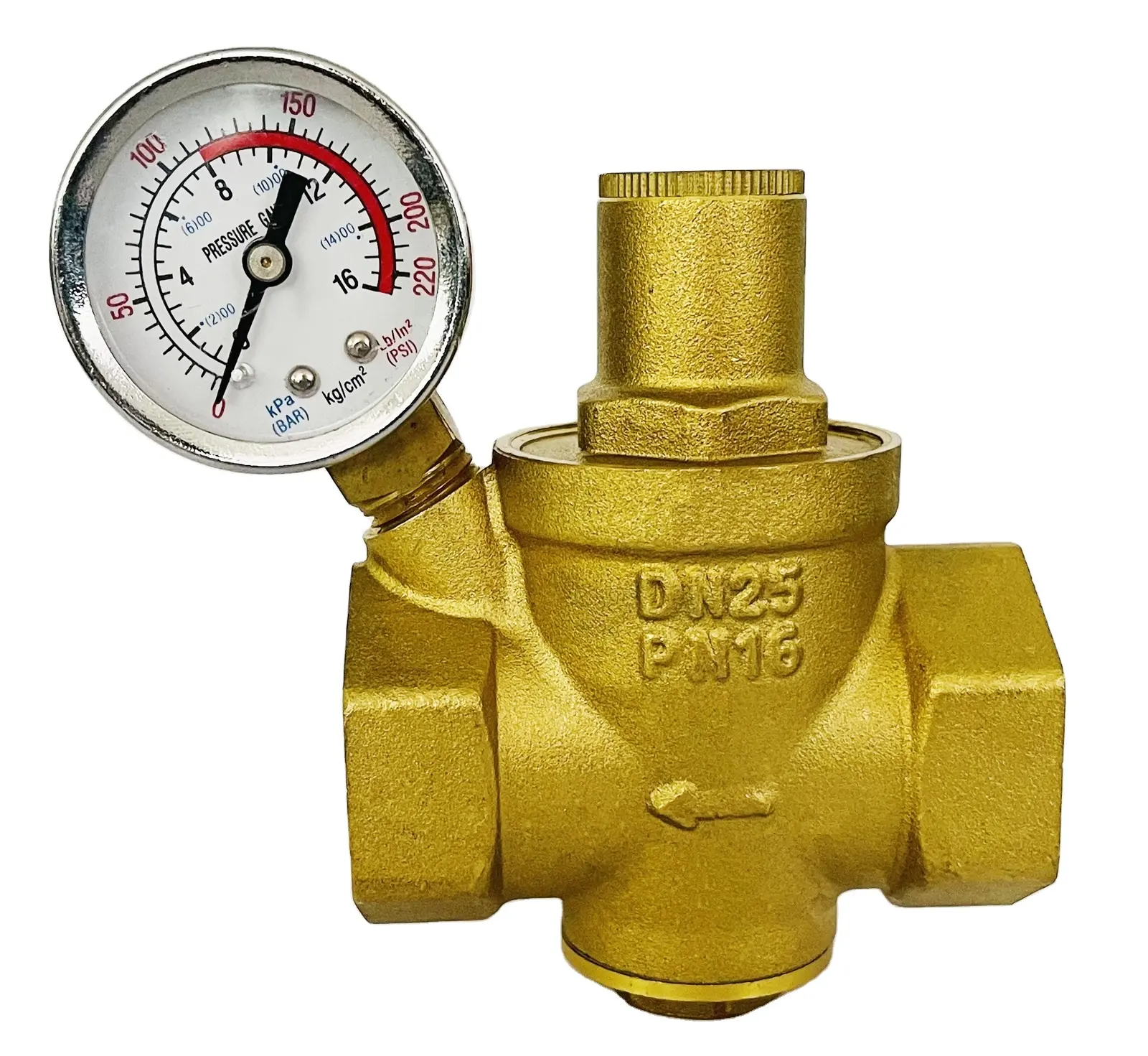 Adjustable Piston Type Brass Pressure Reducing Valve with Manometer 1"(DN25, 25mm)