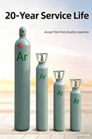 Bouteille de gaz argon industrielle Chun Miao d'occasion, acier sans soudure de haute qualité pour usage de construction, pression 15 MPa, volume 6 m, garantie 3 ans