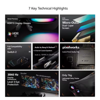Lunettes intelligentes RayNeo Air 4 Pro prenant en charge l'AR, HDR10/3840Hz, 4 haut-parleurs, 1200 nits, écran Micro-OLED double couche, écran virtuel de 50 pouces