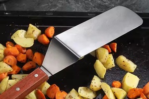 Spatule à gril extra longue en bois Spatule à barbecue en acier inoxydable massif Spatule lisse rivetée avec manche en bois - Product Image 2