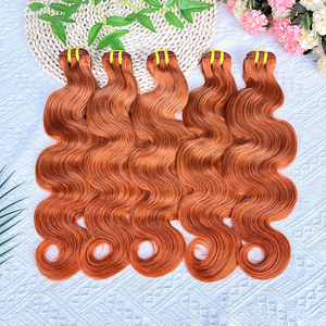 Prix de gros # 350 mèches de cheveux humains ondulés gingembre-orange, tissage de cheveux vierges brésiliens 100 % non traités, couleur gingembre - Product Image 6