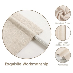 Voilages semi-transparents aspect lin pour portes françaises, portes <span class=keywords><strong>d</strong></span>'<span class=keywords><strong>entrée</strong></span>, fenêtres plates et baies vitrées, avec passe-tringle, 100% - Product Image 3