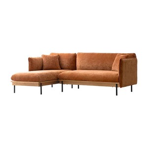 Funda de terciopelo lavable para sofá de 3 plazas en forma de L de estilo nórdico HANI con marco de madera natural y patas de acero para sala de estar - Product Image 3