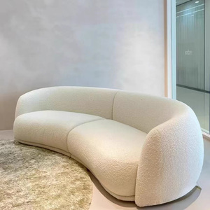 Juego de sofás, muebles, sofá, salón, canapés, sofá curvo de lujo para sala de estar, tela de peluche, sofás modernos de 3 plazas rosas - Product Image 6