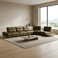 Canapé en cuir véritable italien de luxe en forme de L KMJ, meubles de salon, canapé moderne minimaliste