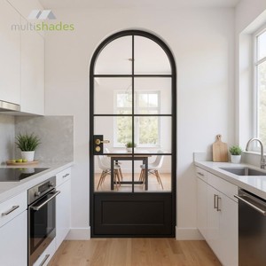 Multishades Mid-Century Style Retro Design Style Français <span class=keywords><strong>Porte</strong></span> battante à battant avec <span class=keywords><strong>cadre</strong></span> en treillis et verre trempé - Product Image 2