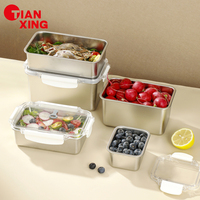 Boîtes à lunch en métal TIANXING, compatibles micro-ondes et lave-vaisselle, étanches, en acier inoxydable, avec couvercles