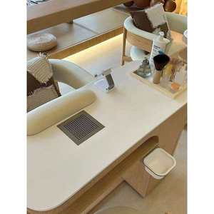 Sillón de Masaje para Pedicura en Dorado Grisáceo y Juego de Mesa de Manicura, Mesa de Manicura Portátil de Alta Gama con Lámparas y Secadores - Product Image 4