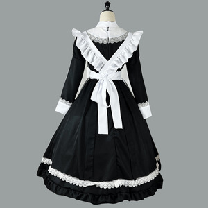 Maid Costume Long Sleeve White Black Lace Dress Adult Women Anime Cosplay Outfit - Product Image 4