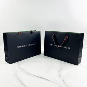 Reusable Luxury Deep Blue Shopping Paper <b>Bags</b> Custom Printed 230g Coated Paper Handbag High Quality <b>Gift</b> <b>Bag</b> for <b>Small</b> Business - Product Image 1