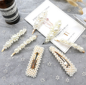 Pinces à <span class=keywords><strong>cheveux</strong></span> <span class=keywords><strong>avec</strong></span> perles pour femme, accessoire capillaire, bijou à la mode, élégant, Design coréen, Barrette, épingle, 1 pièce, Q464 - Product Image 6