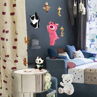 Support mural en bois pour peluches de dessin animé, boîte de rangement pour jouets en peluche, organisateur de jouets en bois pour salon