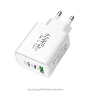 Super Cargador rápido para teléfono móvil, 40W, 2C, 1A, Pd, con enchufe europeo