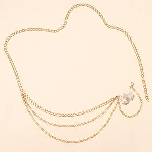 Cadena de cintura metálica a la moda con mariposa dorada, cadena corporal multicapa para mujer, para falda, uso diario, aleación de zinc - Product Image 4