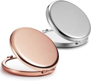 Espejo Compacto de Maquillaje Redondo de Metal Color Oro Rosa, con Logotipo Personalizado, Mini Espejo de Bolsillo - Product Image 2