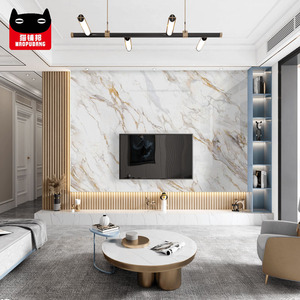 Papan lembar dinding latar belakang marmer PVC, kristal karbon/pelat arang bambu Panel dinding Veneer kayu - Product Image 1