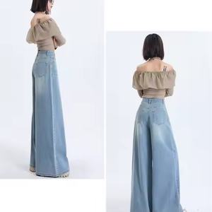 Jeans Baggy Personnalisables OEM Nouveauté Coupe Droite Taille Basse Denim Délavé Style Décontracté Tendance pour Femme - Product Image 5