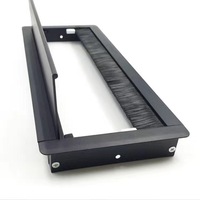 Cache-câbles de bureau en alliage d'aluminium et d'alliage de zinc, avec couvercle rabattable et passe-câble de table