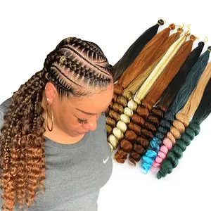 Extensions de cheveux tressés français bouclés pré-étirés avec extrémités ondulées Texture Yaki douce déesse tressage