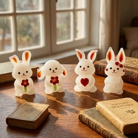 Ornement en verre blanc fait main, créatif et mignon, en forme de lapin, adorable, quatre petits lapins, décoration de bureau en verre, cadeau