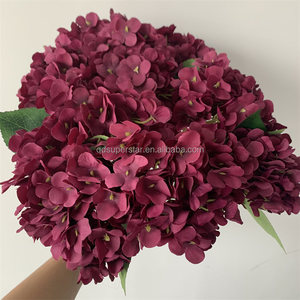 E-380 mariage maison Table ornements décoration fleur artificielle 5Branches soie hortensia Bouquets bordeaux - Product Image 3