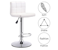 Tabouret de bar pivotant et réglable en cuir PU 2 pièces pour salle à manger, maison ou hôtel