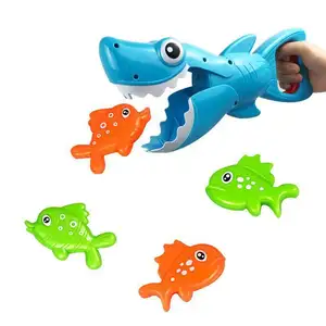 Divertidos juguetes de baño de tiburón para atrapar, juego de captura para niños y niñas con 4 peceras, juguetes interactivos de pesca para Baño