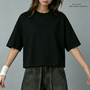 T-shirt coupe carrée, T-shirt court, T-shirt homme oversize à épaules tombantes, T-shirt en coton épais style streetwear pour personnalisation de <span class=keywords><strong>marque</strong></span> - Product Image 2