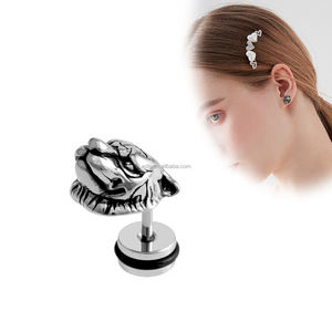 Acier inoxydable Punk <span class=keywords><strong>Piercing</strong></span> Boucle D'<span class=keywords><strong>oreille</strong></span> Unisexe Corps Bijoux Tigre Conception <span class=keywords><strong>Faux</strong></span> Tunnel D'<span class=keywords><strong>oreille</strong></span> - Product Image 3