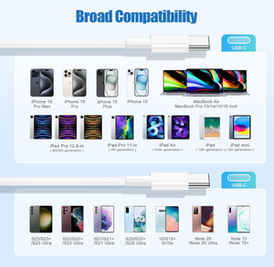 60W USB C Cáp Dữ Liệu Nhanh Chóng Sạc 10ft Bền PVC TPE Áo Khoác USB3.0 Loại Tương Thích Với 15/Cộng Với/15 Pro/Pro Max - Product Image 6