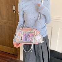 Sac à bandoulière Ita personnalisé en PVC transparent avec garniture marron crème, style bowling, fabrication d'échantillons OEM/ODM, vente en gros