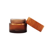 Pot de crème cosmétique en verre avec couvercle en bambou Organisateur de stockage de pot de crème en verre dépoli