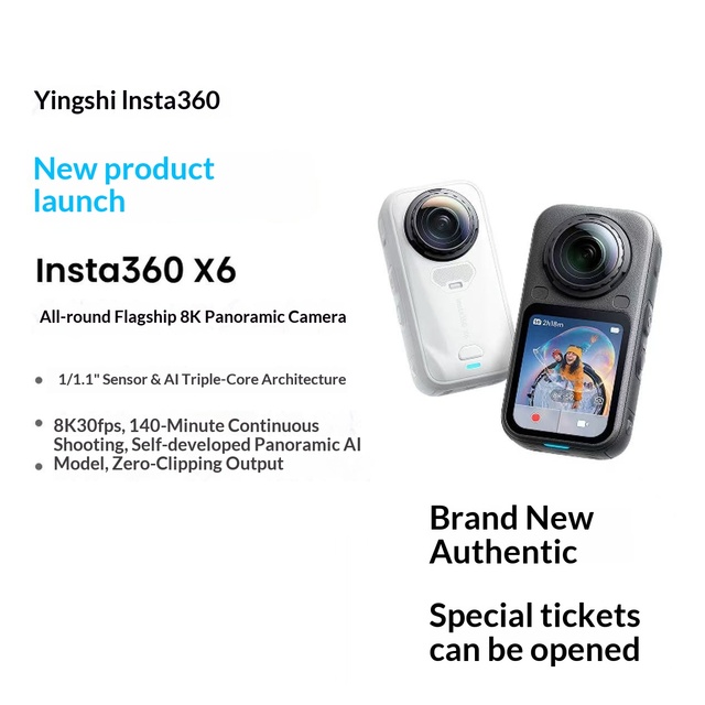 Shadowstone Insta360 X6 Panoramic Action Camera 8K HD Anti-Shake 20m Waterproof Night Vision AI Three-Core Architecture