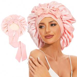 Vente chaude Double Couche Bonnet En Satin Avec Longue Cravate Grande Taille Femmes Bonnet De Nuit Réversible Chapeau De Sommeil - Product Image 2