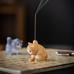 Brûleur d'encens en céramique en forme de chaton mignon, diffuseur d'aromathérapie, décoration créative pour la maison, décoration zen pour la cérémonie du thé - Product Image 2