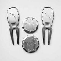 Marqueurs de balle de golf vierges en alliage de zinc martelé, estampillés à la main, avec gravure/impression laser, 80mm/38mm, vente en gros