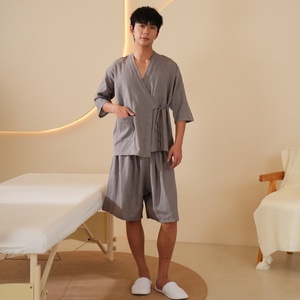Peignoir <span class=keywords><strong>Kimono</strong></span> d'été pour <span class=keywords><strong>femme</strong></span> en 100% coton violet, pyjama uni, peignoir de bain vapeur Khan, <span class=keywords><strong>Yukata</strong></span> - Product Image 4