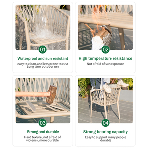 Modern Outdoor Patio Garden Furniture <b>Stackable</b> Woven Cast Aluminum Rope Table and <b>Chair</b> for <b>Dining</b> Hotels Parks - Product Image 4