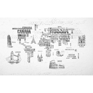 Papel Tapiz Mural con Diseño de Mapa Mundial y Lugares Emblemáticos, Impresión Digital, Fondo de Ladrillo <span class=keywords><strong>Blanco</strong></span>, Papel Tapiz para Decoración de Oficinas, Viajes y Hostales - Product Image 5