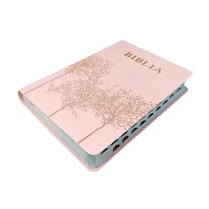 Wholesale Customized Supplier Book Printing Service Large Size Soft PU Leather Cover with Hot Stamping Holy Bible