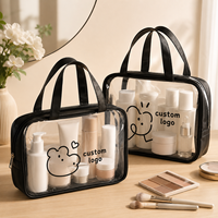 Sac de maquillage en PVC avec imprimé chien mignon, pochette de toilette transparente imperméable avec fermeture éclair, grand rangement portable, logo personnalisé