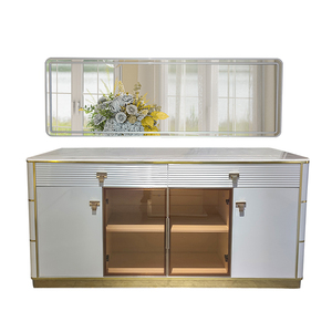 Buffets multifonctions modernes et durables, blancs, armoire de rangement pour salle à manger Buffet de salon en bois de luxe avec miroir LED - Product Image 6