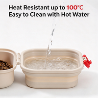 Bol pliable pour animaux de compagnie à double compartiment de qualité alimentaire, récipient portable pour l'alimentation en extérieur, pour chien et chat, voyage, eau, nourriture